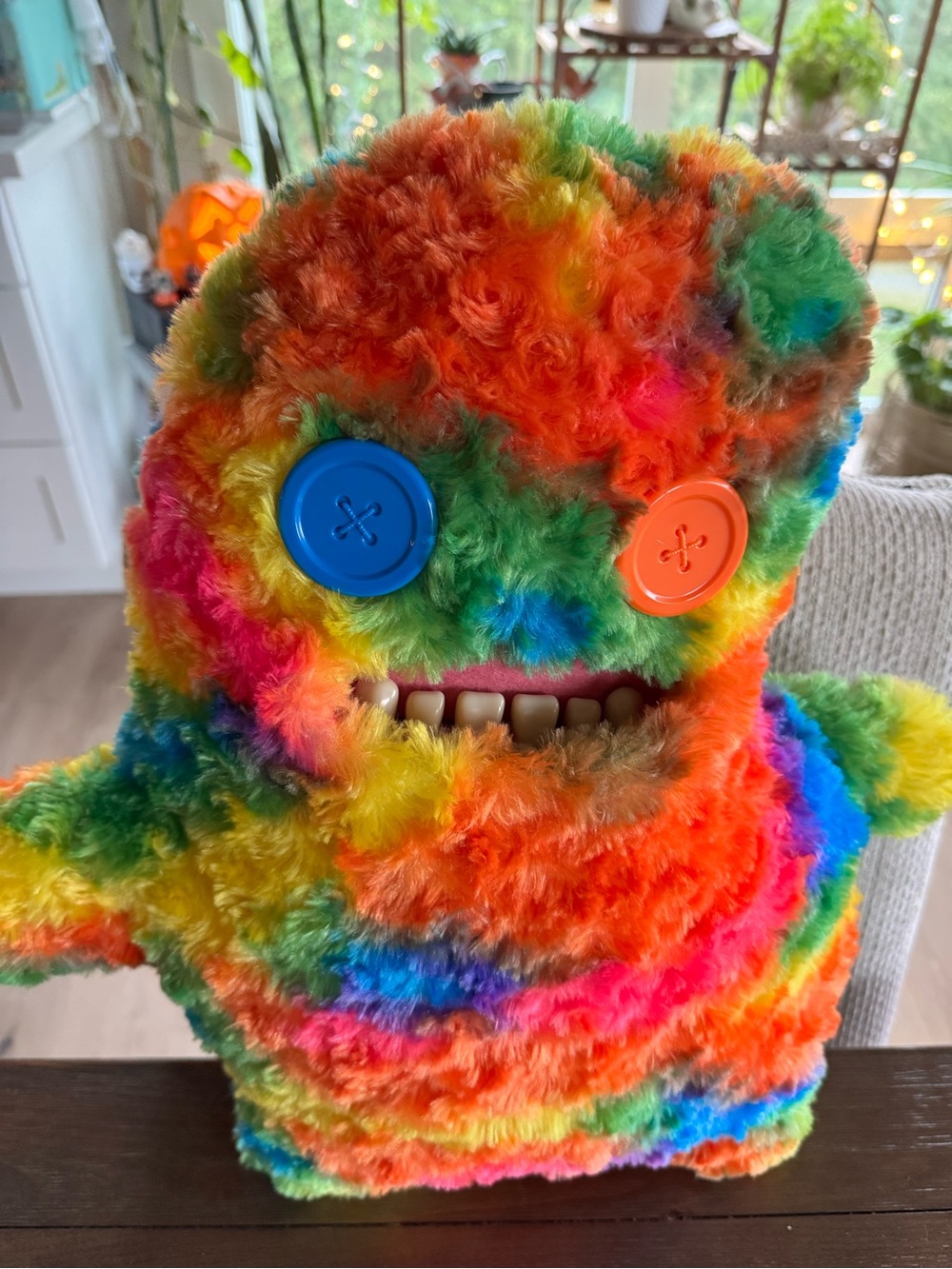 “Sir Splodge A Lot” Multi rainbow monster Bigg Fugg plush XL faux fur
